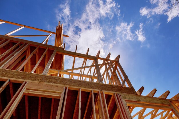 House timber frame for a progressing house.