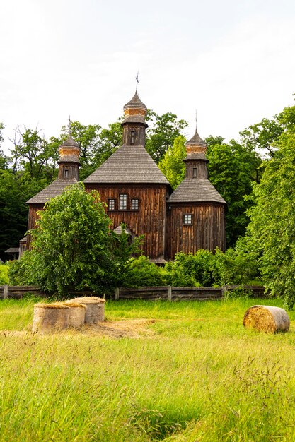 村の家。コサックハウス。ウクライナの文化