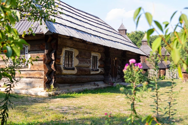 House in the village. Cossack house. Ukrainian culture