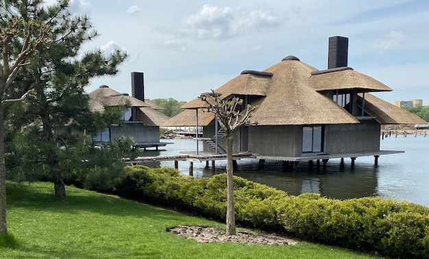 House on the water with reed roof