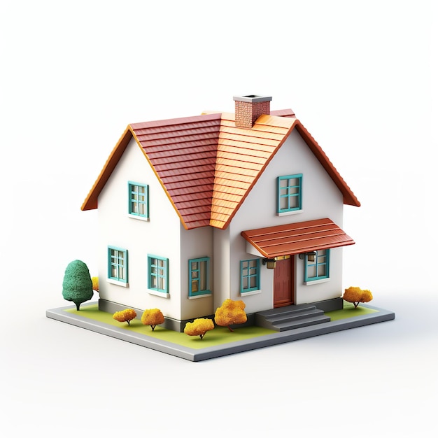 House on white background 3d illustration