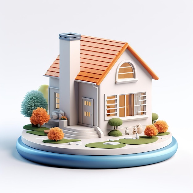 House on white background 3d illustration