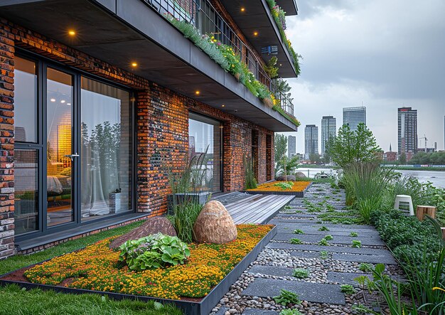 a house with a balcony that has a view of the city