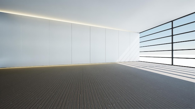 house with big glass window and wooden floor