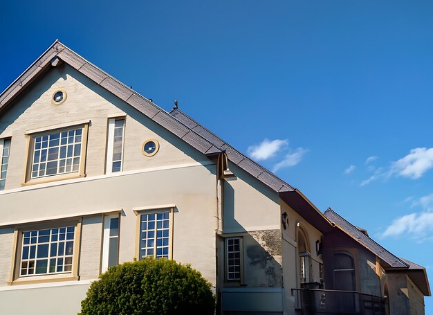 a house with a blue sky