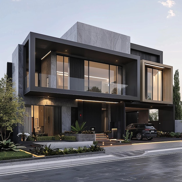 a house with a car parked in front of it