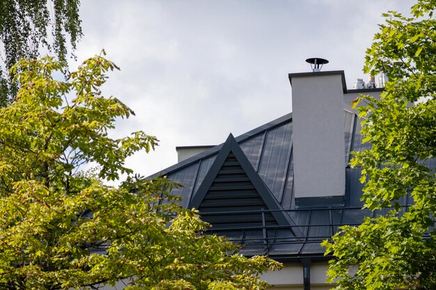 a house with a chimney on the roof