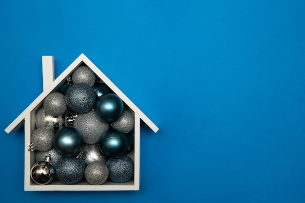 house with christmas globes ornaments