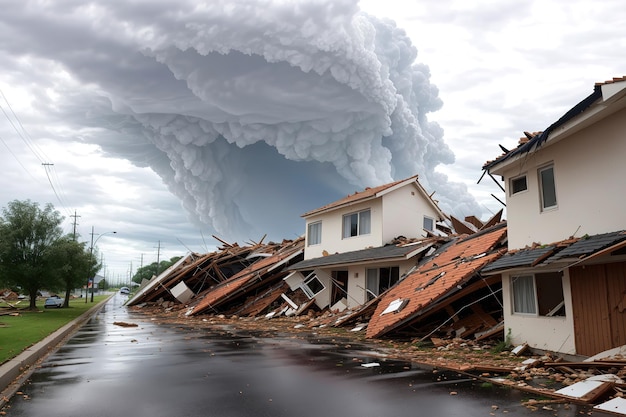 空に雲のある家