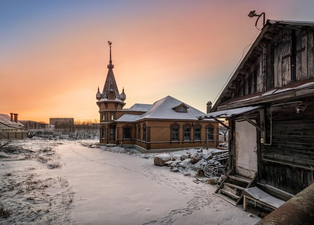 House with a cockerel on the spire in Tver