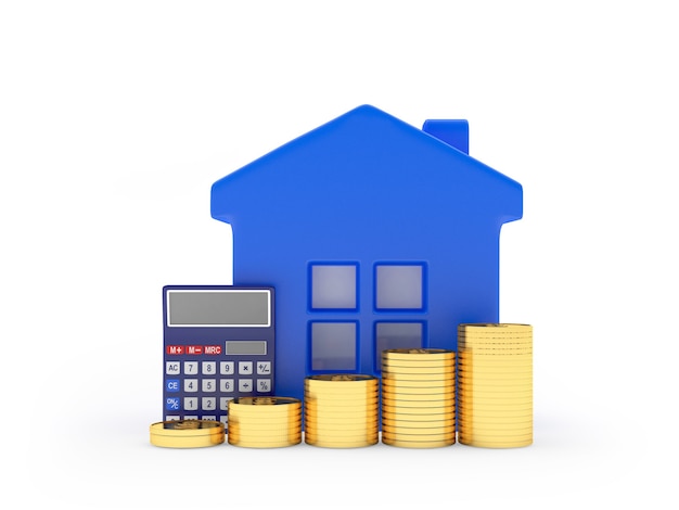 House with coins and calculator