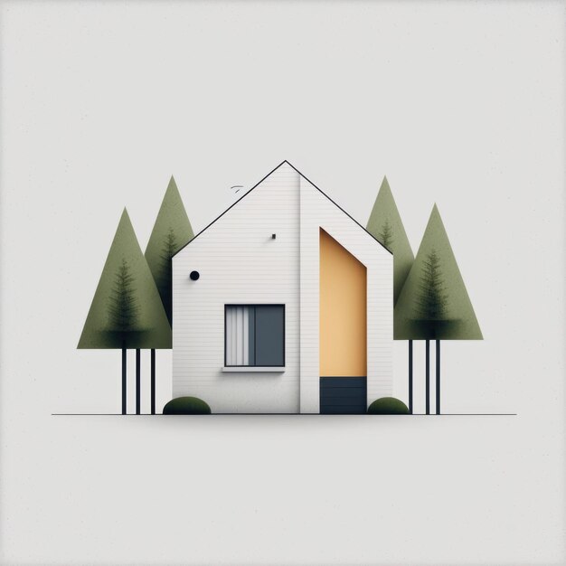 A house with a door that says " the house is in the middle of the trees "