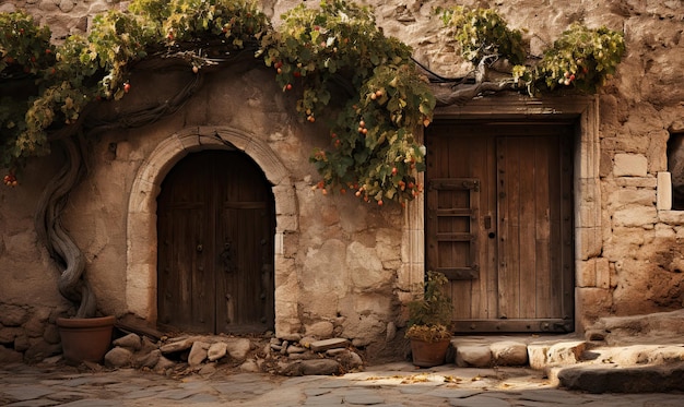 A house with a door that says " pompei " on the front.