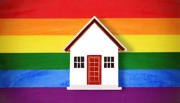 house with flag lgbt background LGBT concept buying house