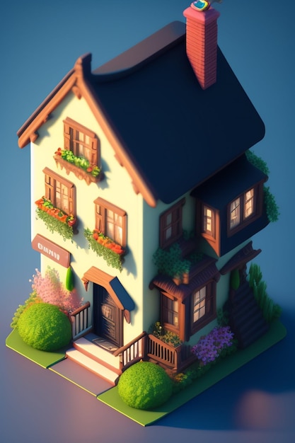 A house with flowers and plants