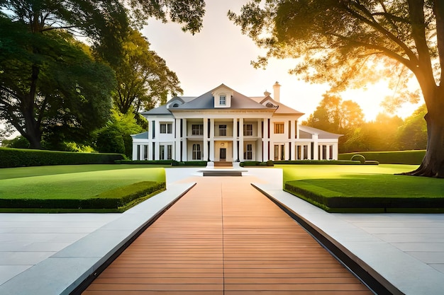 A house with a front porch and a driveway leading to a large front yard.