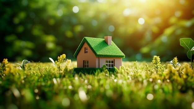 house with green grass on the roof