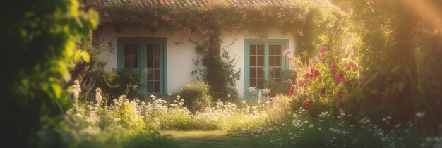 A house with a green trim