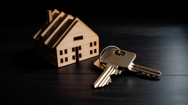 A house with keys on a black table