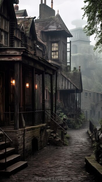 Photo a house with a lantern on the front