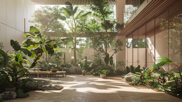 a house with a large window and a plant in it