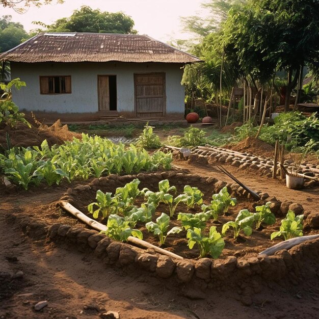 Photo a house with a plant growing out of it