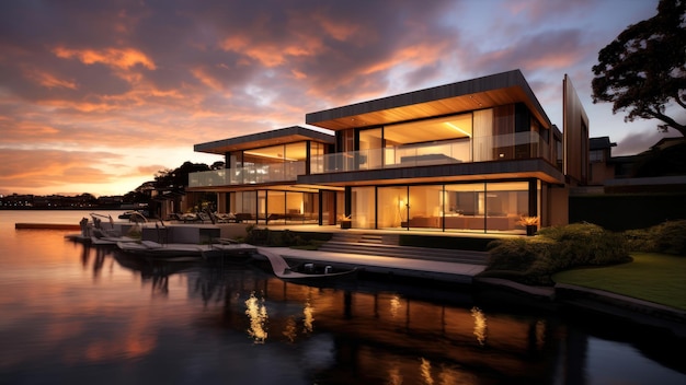 A house with a pool in the background