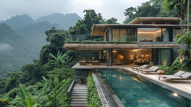 a house with a pool and a house with a pool in the background