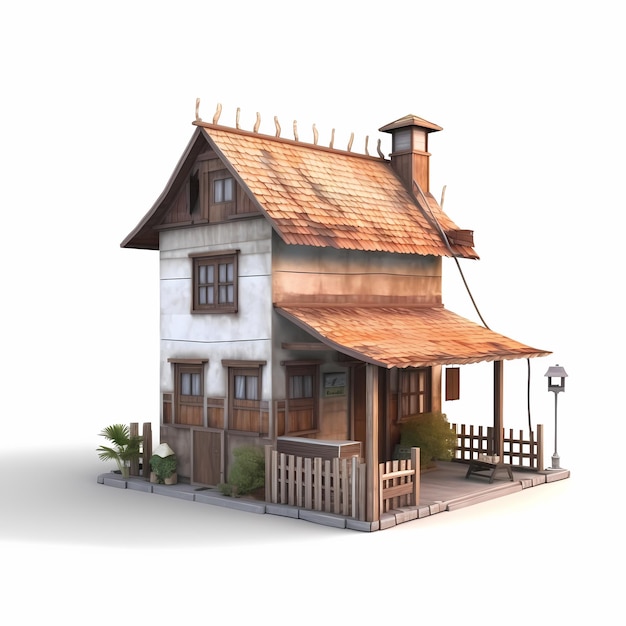 A house with a porch and a roof that says'house '