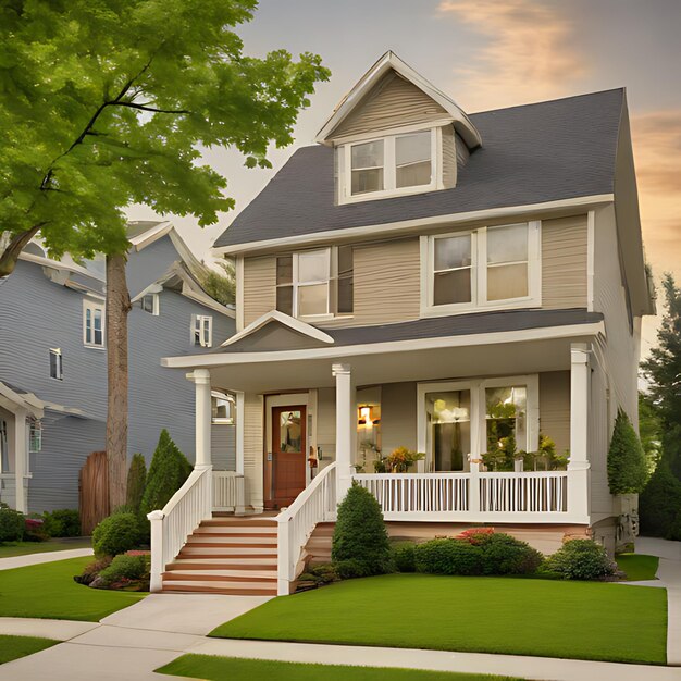 a house with a porch that has a porch that says  the home