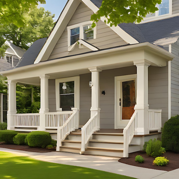 Photo a house with a porch that has a porch with a porch