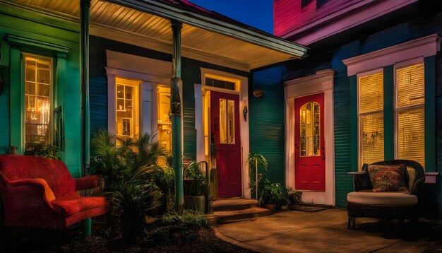 Photo a house with a red door and a red door with the word quot outside quot