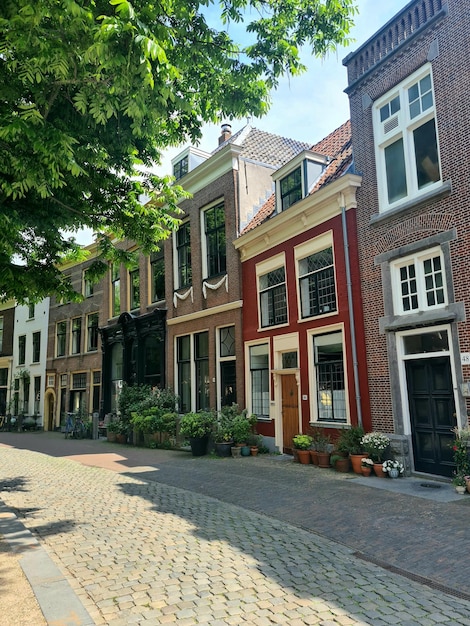 A house with a red door and a window