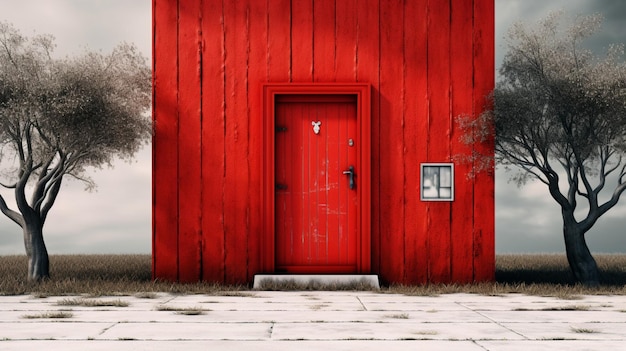 Photo a house with a red door