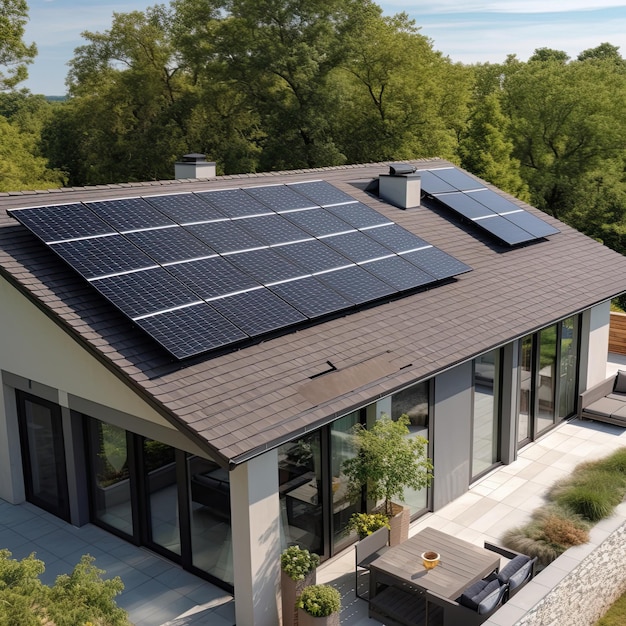 Casa con batteria solare illustrazione ai generativexa