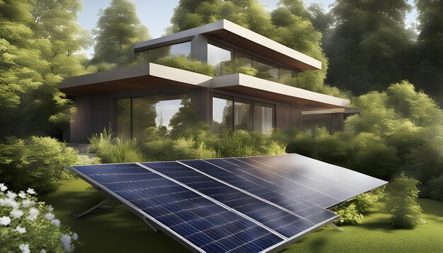 Photo a house with a solar panel on the roof