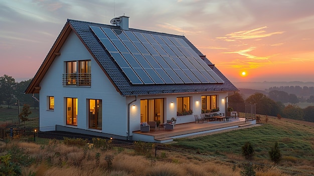 a house with a solar panel on the roof