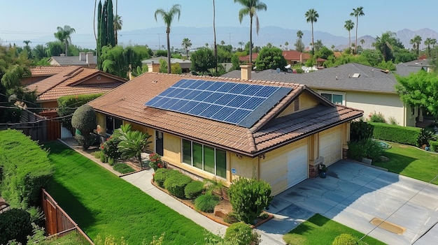 House With Solar Panel on Roof