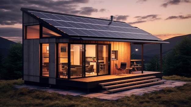 a house with a solar panel on the roof