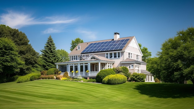 A house with a solar panel on the roof