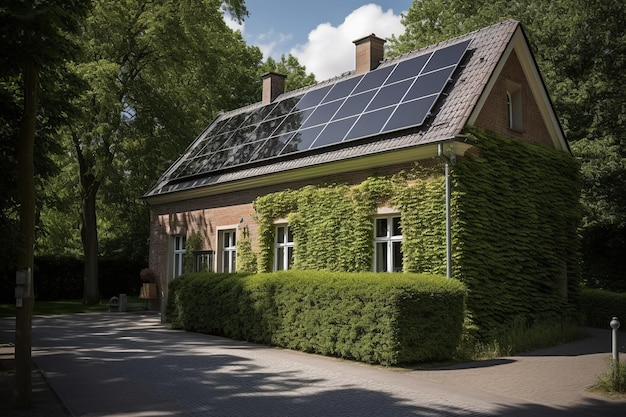 A house with a solar panel on the roof