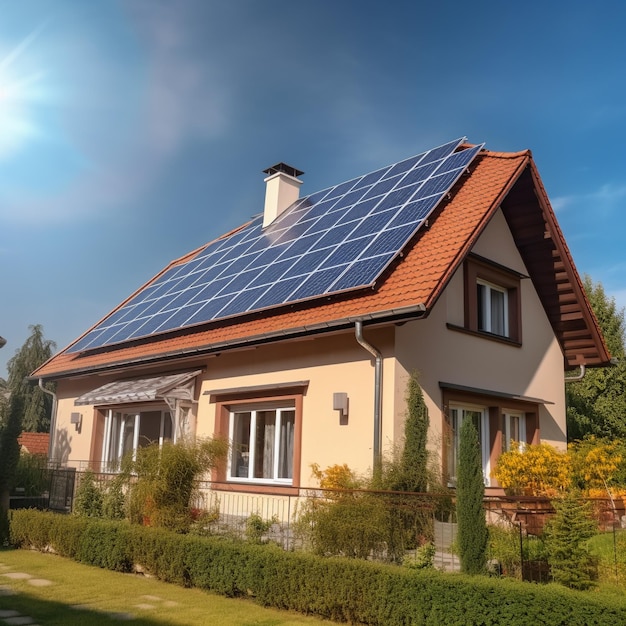 A house with a solar panel on the roof