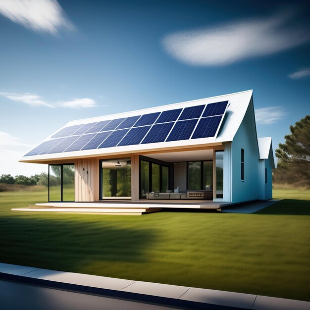 A house with a solar panel on the roof