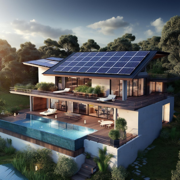 House with solar panels on the roof