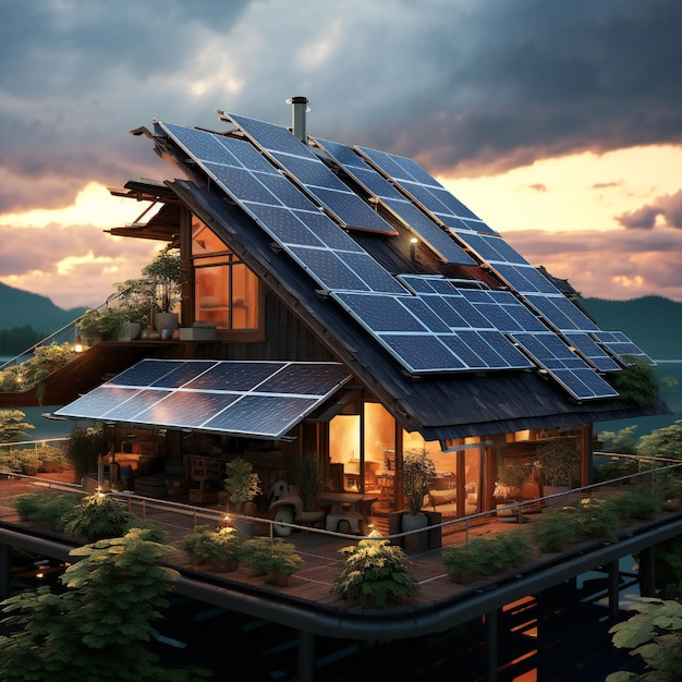 House with solar panels on the roof