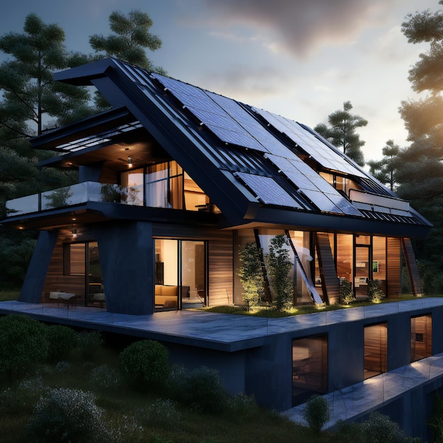 House with solar panels on the roof