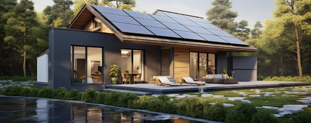 House with solar panels on the roof