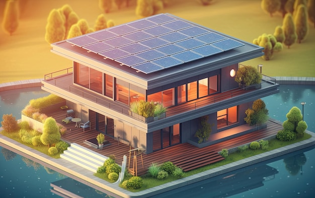 A house with solar panels on the roof.