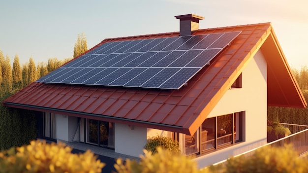 A house with solar panels on the roof