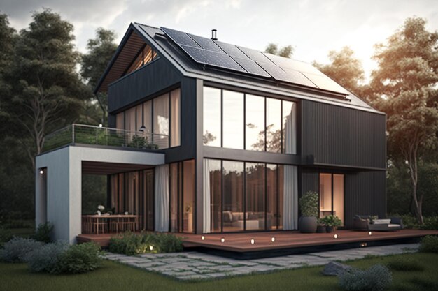 A house with solar panels on the roof